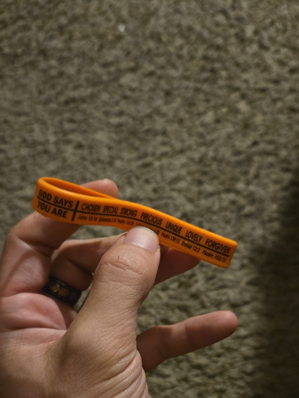 Inspirational Orange Silicone Wristband - Motivational Faith Message